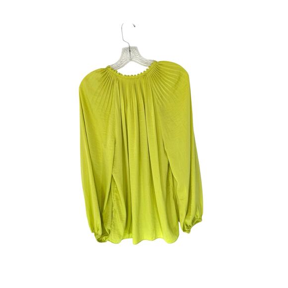 Kobi Halperin Neon Yellow Office Work Satin Farryn Tie Neck Blouse Size Medium - Picture 8 of 11